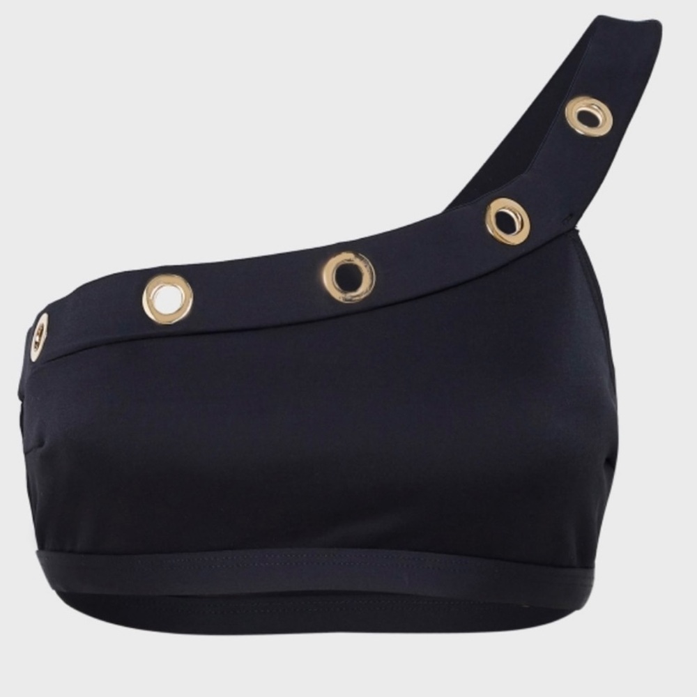 River Island Grommet Trim One-Shoulder Bikini Top
